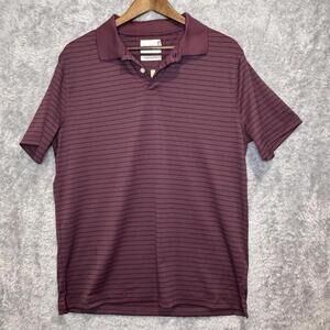 Goodfellow & Co Maroon Burgundy Short Sleeve Stripe Polo Front Pocket Size L
